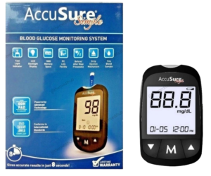 AccuSure Simple Blood Glucometer with 25 Strips
