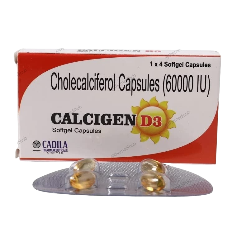 Calcigen D3 Vitamin D3 Cholecalciferol 60000 IU Capsule