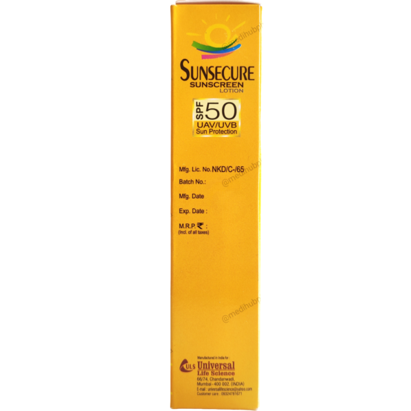 Sunsecure Sunscreen Lotion SPF50 UAV UVB Sun Protection