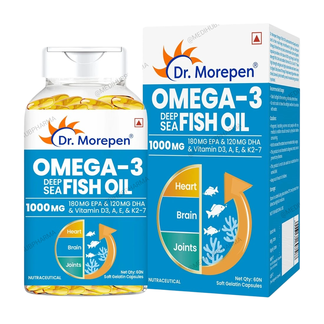 Omega-3 Deep Sea Fish Oil 1000mg 60 Softgels by Dr Morepen