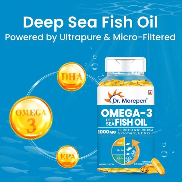 Omega-3 Deep Sea Fish Oil 1000mg 60 Softgels by Dr Morepen