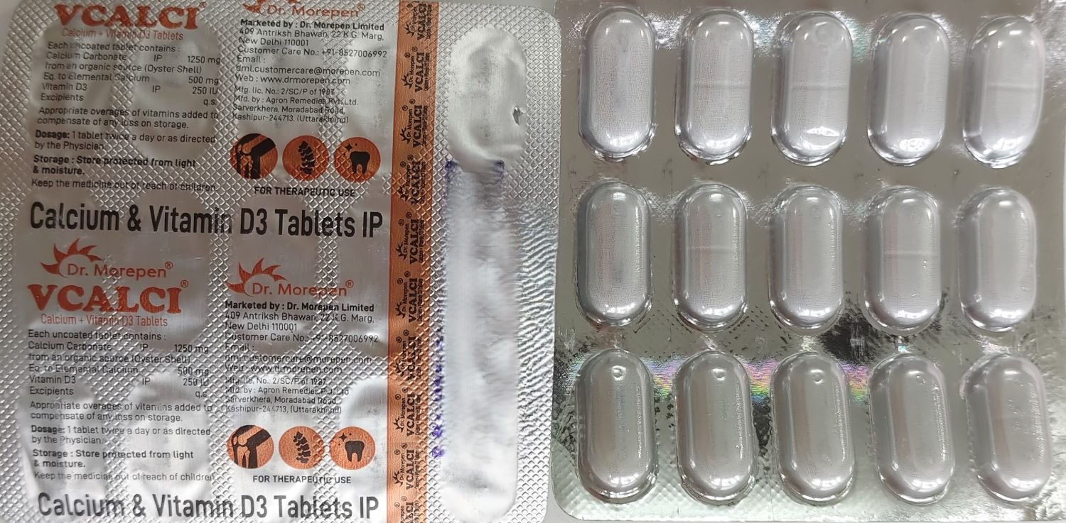 Vcalci Calcium Vitamin D3 Tablets 15 Tab Strip