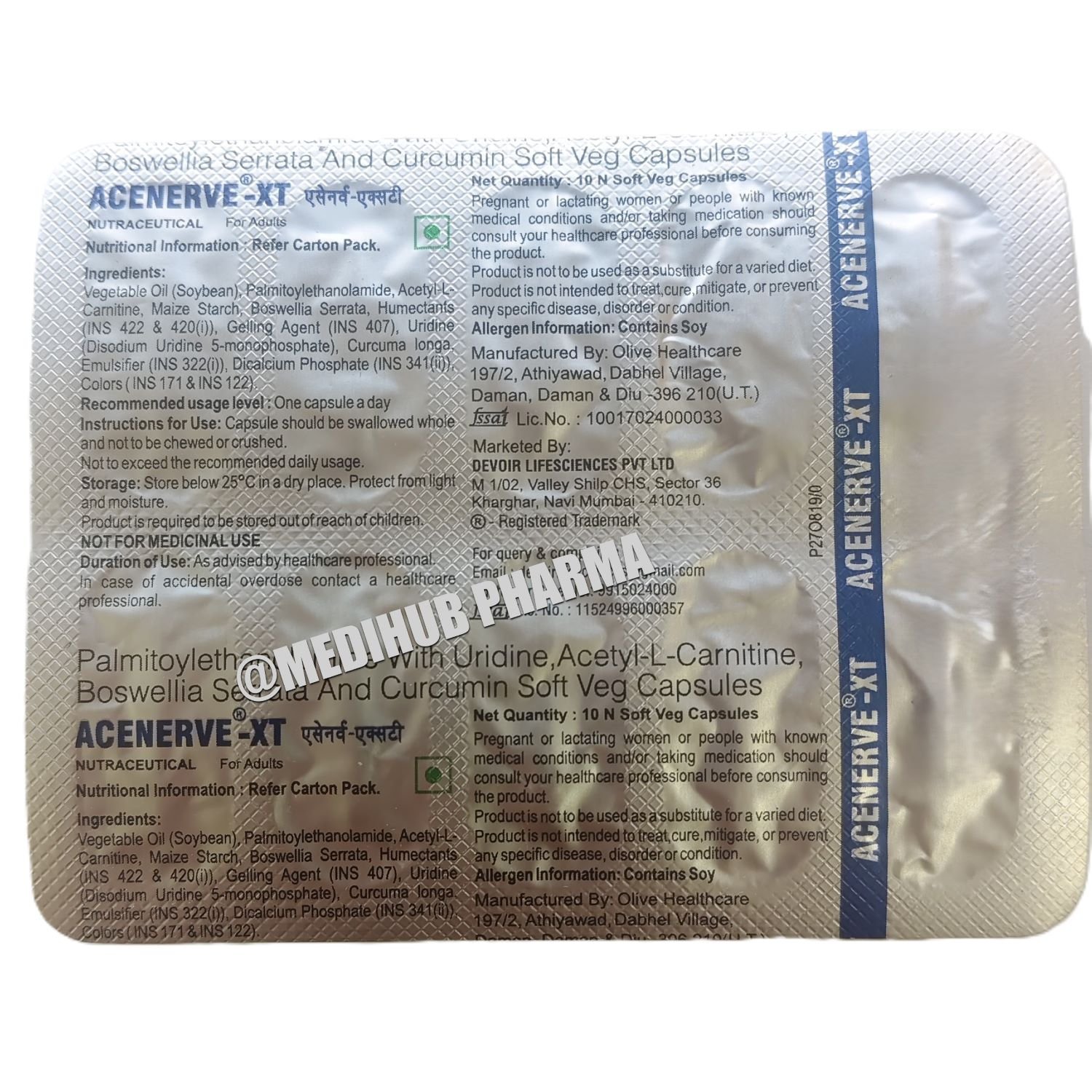 Acenerve XT Capsules 10 Cap Strip